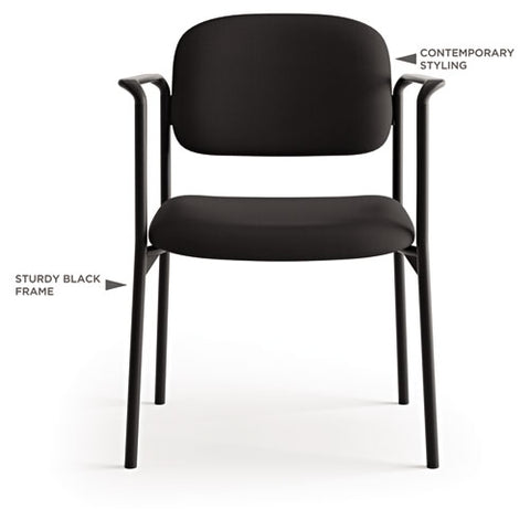 Vl616 Stacking Guest Chair With Arms, Charcoal Seat-charcoal Back, Black Base