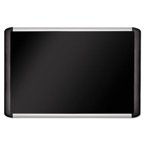 Black Fabric Bulletin Board, 24 X 36, Silver-black