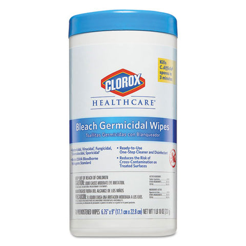 Bleach Germicidal Wipes, 6.75 X 9, Unscented, 100 Wipes-flat Pack, 6-pack