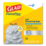 Forceflex Tall Kitchen Drawstring Trash Bags, 13 Gal, 0.72 Mil, 23.75" X 24.88", Gray, 100-box