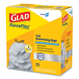 Forceflex Tall Kitchen Drawstring Trash Bags, 13 Gal, 0.72 Mil, 23.75" X 24.88", Gray, 100-box