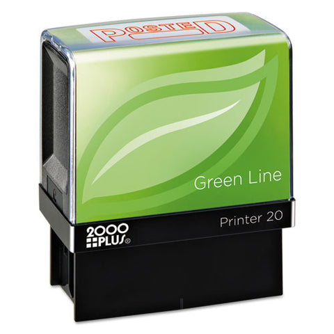 Green Line Message Stamp, Posted, 1 1-2 X 9-16, Red