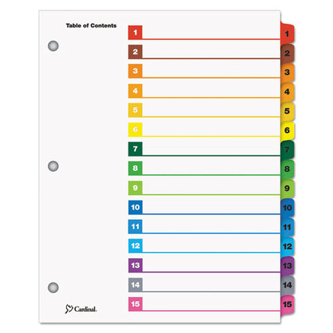 Onestep Printable Table Of Contents And Dividers, 15-tab, 1 To 15, 11 X 8.5, White, 1 Set