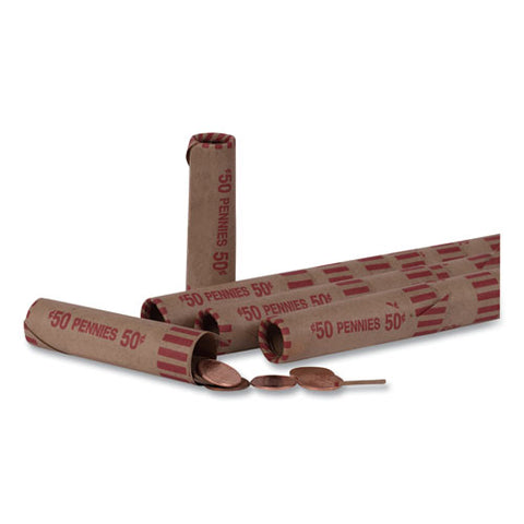 Preformed Tubular Coin Wrappers, Pennies, $.50, 1000 Wrappers-box