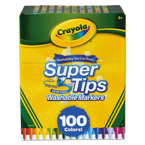 Super Tips Washable Markers, Fine-broad Bullet Tips, Assorted Colors, 100-set