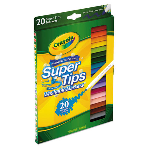 Washable Super Tips Markers, Broad-fine Bullet Tip, Assorted Colors,