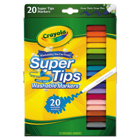 Washable Super Tips Markers, Broad-fine Bullet Tip, Assorted Colors,