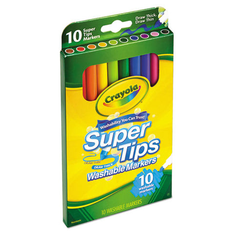 Washable Super Tips Markers, Broad-fine Bullet Tip, Assorted Colors,