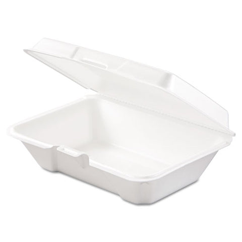 Foam Hinged Lid Containers, 1-compartment, 6.4 X 9.3 X 2.9, White, 200-carton