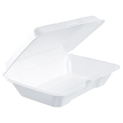 Foam Hinged Lid Containers, 6.4 X 9.3 X 2.6, White, 200-carton