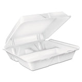 Foam Hinged Lid Container, 3-compartment, 8 Oz, 9 X 9.4 X 3, White, 200-carton