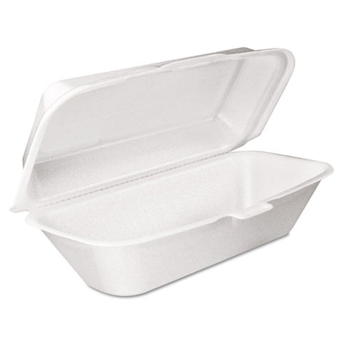 Foam Hinged Lid Container, Hoagie Container With Removable Lid, 5.3 X 9.8 X 3.3, White, 125-bag, 4 Bags-carton