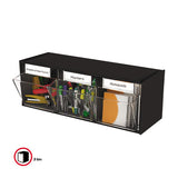 Tilt Bin Interlocking Multi-bin Storage Organizer, 3 Sections, 23.63" X 7.75" X 9.5", Black-clear