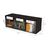 Tilt Bin Interlocking Multi-bin Storage Organizer, 3 Sections, 23.63" X 7.75" X 9.5", Black-clear