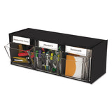 Tilt Bin Interlocking Multi-bin Storage Organizer, 3 Sections, 23.63" X 7.75" X 9.5", Black-clear