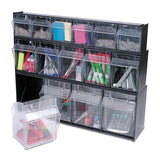 Tilt Bin Interlocking Multi-bin Storage Organizer, 4 Sections, 23.63" X 6.63" X 8.13", Black-clear