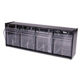 Tilt Bin Interlocking Multi-bin Storage Organizer, 4 Sections, 23.63" X 6.63" X 8.13", Black-clear