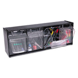 Tilt Bin Interlocking Multi-bin Storage Organizer, 4 Sections, 23.63" X 6.63" X 8.13", Black-clear