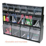 Tilt Bin Interlocking Multi-bin Storage Organizer, 4 Sections, 23.63" X 6.63" X 8.13", Black-clear