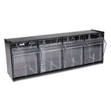 Tilt Bin Interlocking Multi-bin Storage Organizer, 4 Sections, 23.63" X 6.63" X 8.13", Black-clear