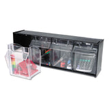 Tilt Bin Interlocking Multi-bin Storage Organizer, 4 Sections, 23.63" X 6.63" X 8.13", Black-clear