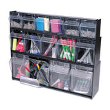 Tilt Bin Interlocking Multi-bin Storage Organizer, 4 Sections, 23.63" X 6.63" X 8.13", Black-clear