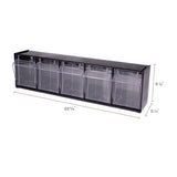 Tilt Bin Interlocking Multi-bin Storage Organizer, 5 Sections, 23.63" X 5.25" X 6.5", Black-clear