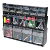 Tilt Bin Interlocking Multi-bin Storage Organizer, 5 Sections, 23.63" X 5.25" X 6.5", Black-clear