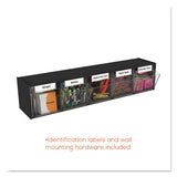 Tilt Bin Interlocking Multi-bin Storage Organizer, 5 Sections, 23.63" X 5.25" X 6.5", Black-clear