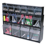 Tilt Bin Interlocking Multi-bin Storage Organizer, 6 Sections, 23.63" X 3.63" X 4.5", Black-clear