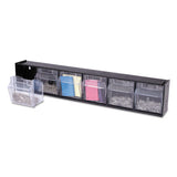 Tilt Bin Interlocking Multi-bin Storage Organizer, 6 Sections, 23.63" X 3.63" X 4.5", Black-clear