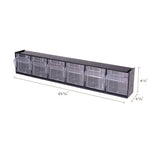 Tilt Bin Interlocking Multi-bin Storage Organizer, 6 Sections, 23.63" X 3.63" X 4.5", Black-clear