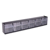 Tilt Bin Interlocking Multi-bin Storage Organizer, 6 Sections, 23.63" X 3.63" X 4.5", Black-clear