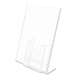 Superior Image Slanted Sign Holder With Front Pocket, 9w X 4.5d X 10.75h, Clear