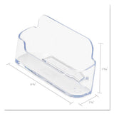 Horizontal Business Card Holder, 50 Card Cap, 3 7-8 X 1 13-16 X 1 3-8, Clear