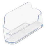 Horizontal Business Card Holder, 50 Card Cap, 3 7-8 X 1 13-16 X 1 3-8, Clear