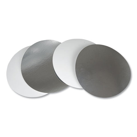 Flat Board Lids For 8" Round Containers, Silver, 500 -carton