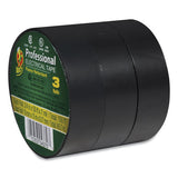 Pro Electrical Tape, 1" Core, 0.75" X 50 Ft, Black, 3-pack