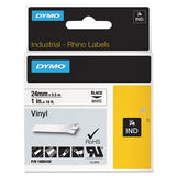 Rhino Permanent Vinyl Industrial Label Tape, 1" X 18 Ft, White-black Print