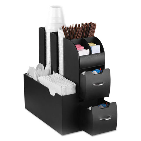 Coffee Condiment Caddy Organizer, 5 2-5 X 11 X 12 3-5, Black