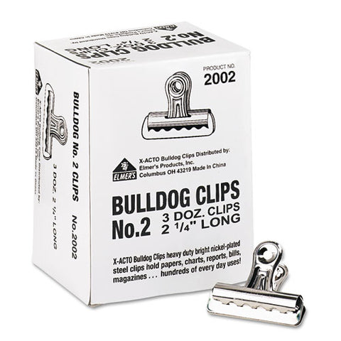 Bulldog Clips, Medium, Nickel-plated, 36-box