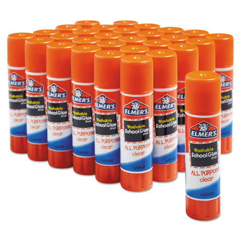 Washable School Glue Sticks, 0.24 Oz, Applies And Dries Clear, 30-box