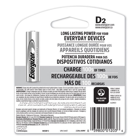 Nimh Rechargeable D Batteries, 1.2v, 2-pack