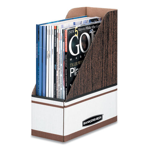 Corrugated Cardboard Magazine File, 4 X 11 X 12 3-4, Wood Grain, 12-carton