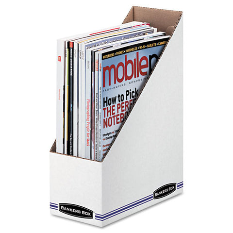 Corrugated Cardboard Magazine File, 4 X 9 1-4 X 11 3-4, White, 12-carton