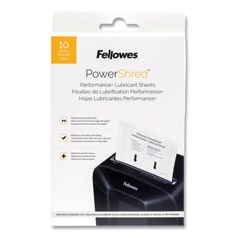 Powershred Performance+ Lubricant Sheets, 8.5 X 6, 10/pack