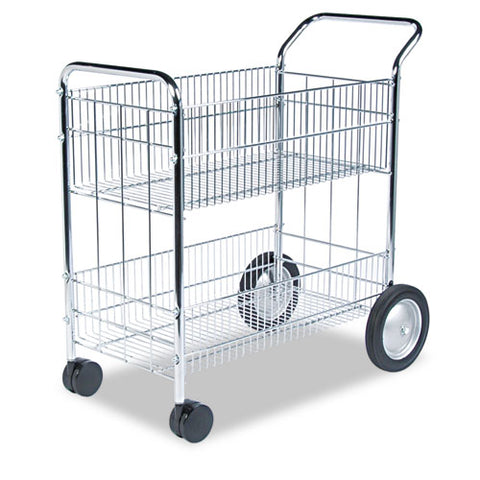 Wire Mail Cart, 21.5w X 37.5d X 39.25h, Chrome