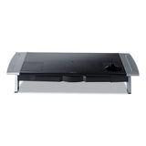 Office Suites Premium Monitor Riser, 27" X 14" X 4" To 6.5", Black-silver