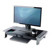 Office Suites Premium Monitor Riser, 27" X 14" X 4" To 6.5", Black-silver