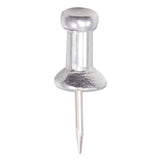 Aluminum Head Push Pins, Aluminum, Silver, 3-8", 100-box